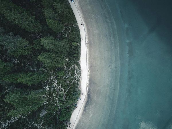aerial view of a seashore